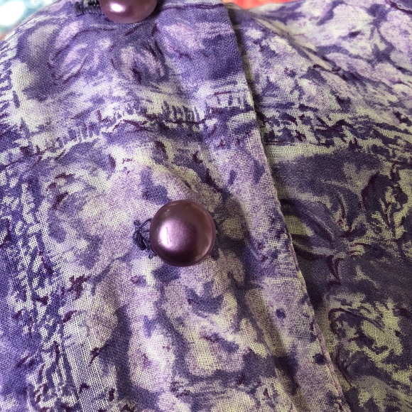 MYNETTE purple white floral vintage 3/4 sl. dress - Picture 2 of 7